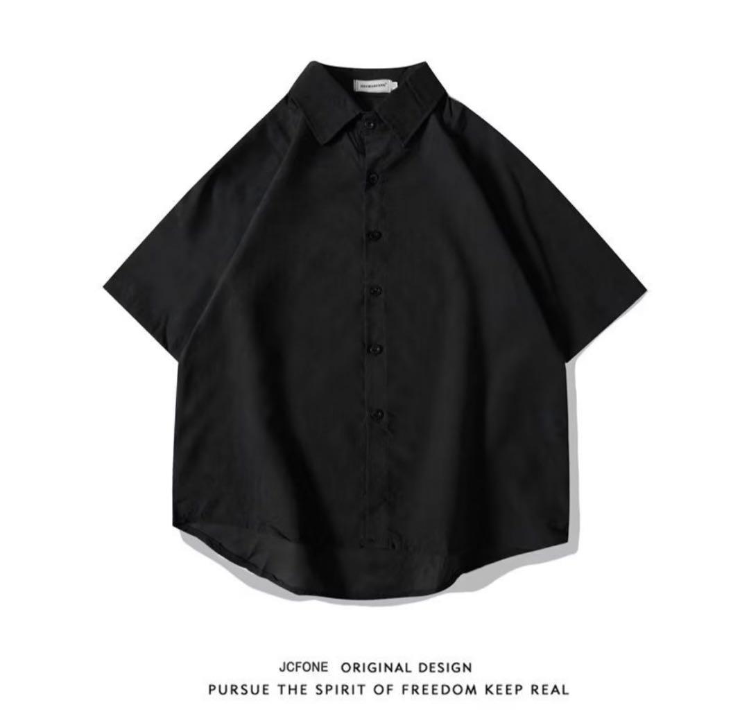 シンプル 半袖 シャツ Lサイズ ダークグレー ユニセックス 男女兼用 新品