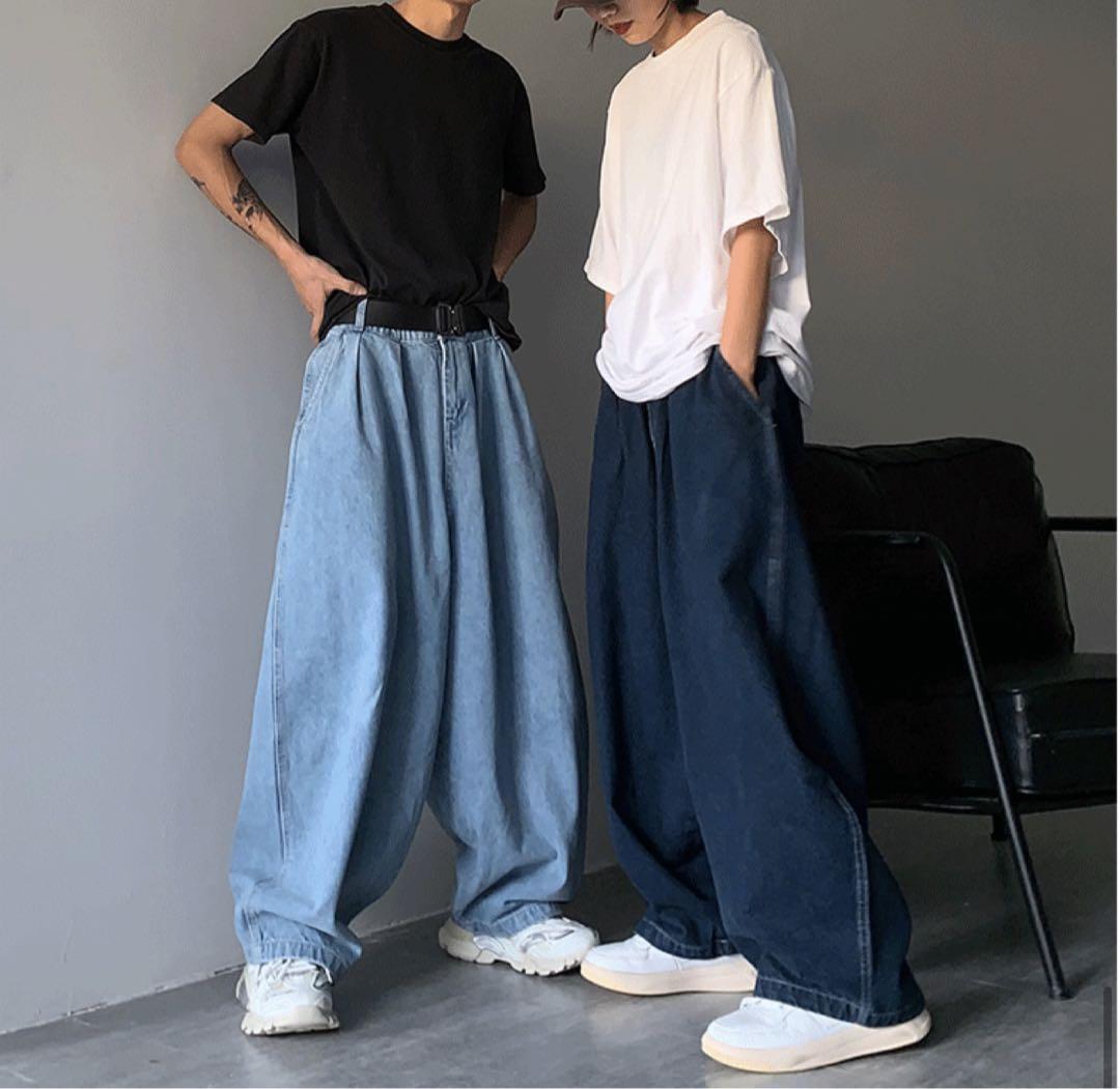  wide Roo z Denim jeans XL size light blue unisex new goods 2