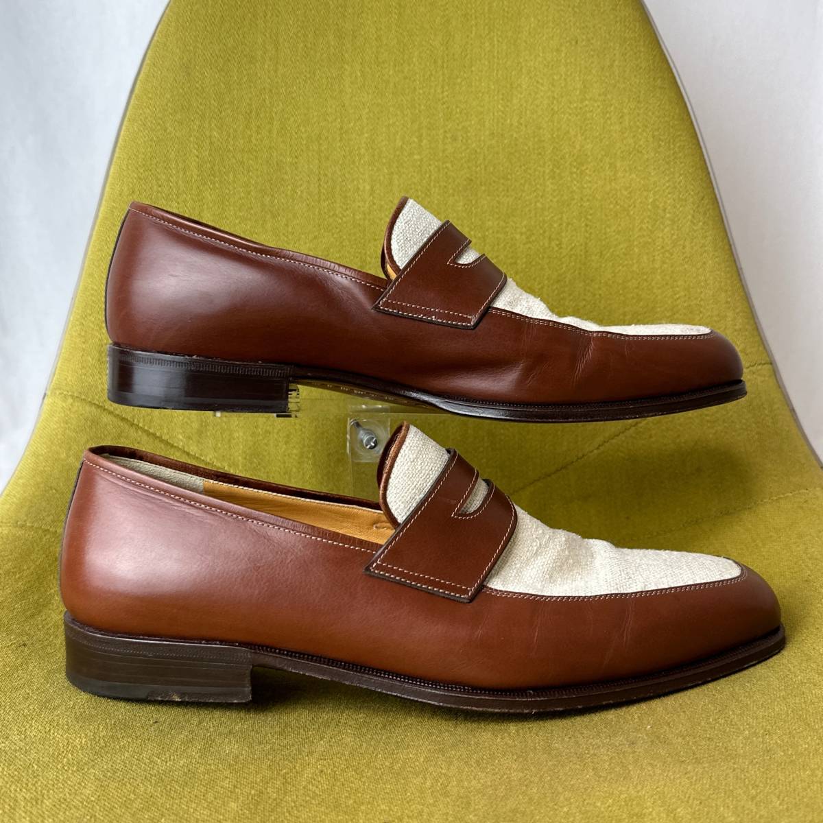 美品 TANINO CRISCI タニノクリスチー カーフ × ファブリック コンビ