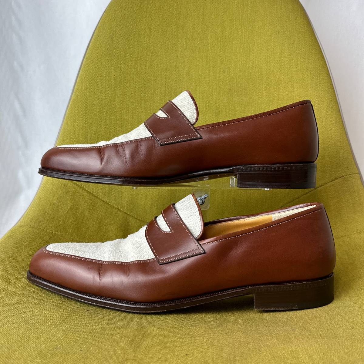 美品 TANINO CRISCI タニノクリスチー カーフ × ファブリック コンビ