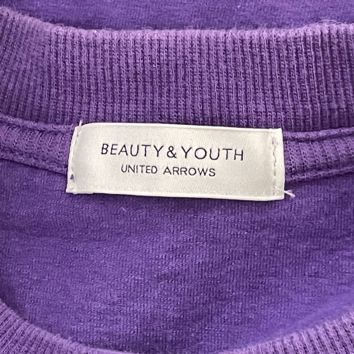 日本製★BEAUTY&YOUTH ビューティアンドユース★Tシャツ パープル 男女兼用 紫 ユナイテッドアローズ ストレッチ スリット/YY5549_画像6