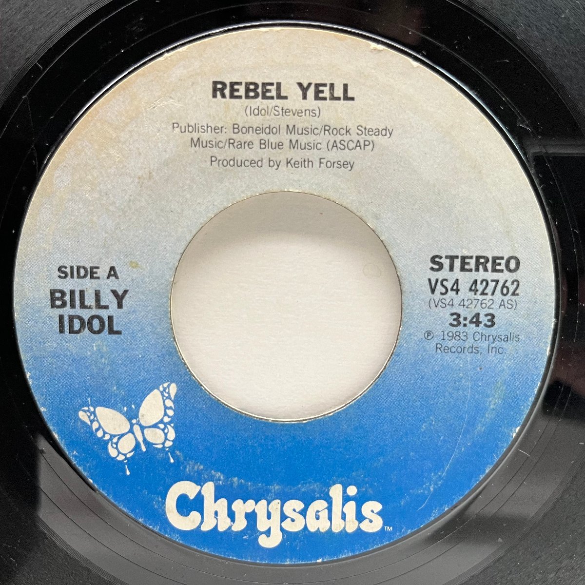 USオリジナル 7インチ BILLY IDOL Rebel Yell 反逆のアイドル ('83 Chrysalis) ビリー・アイドル 45RPM._画像1