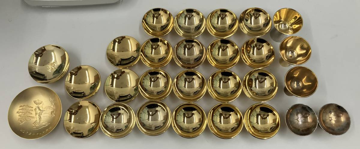 0123【1円スタート】金杯 金メッキ K24GP メッキまとめて 28個 一式 盃