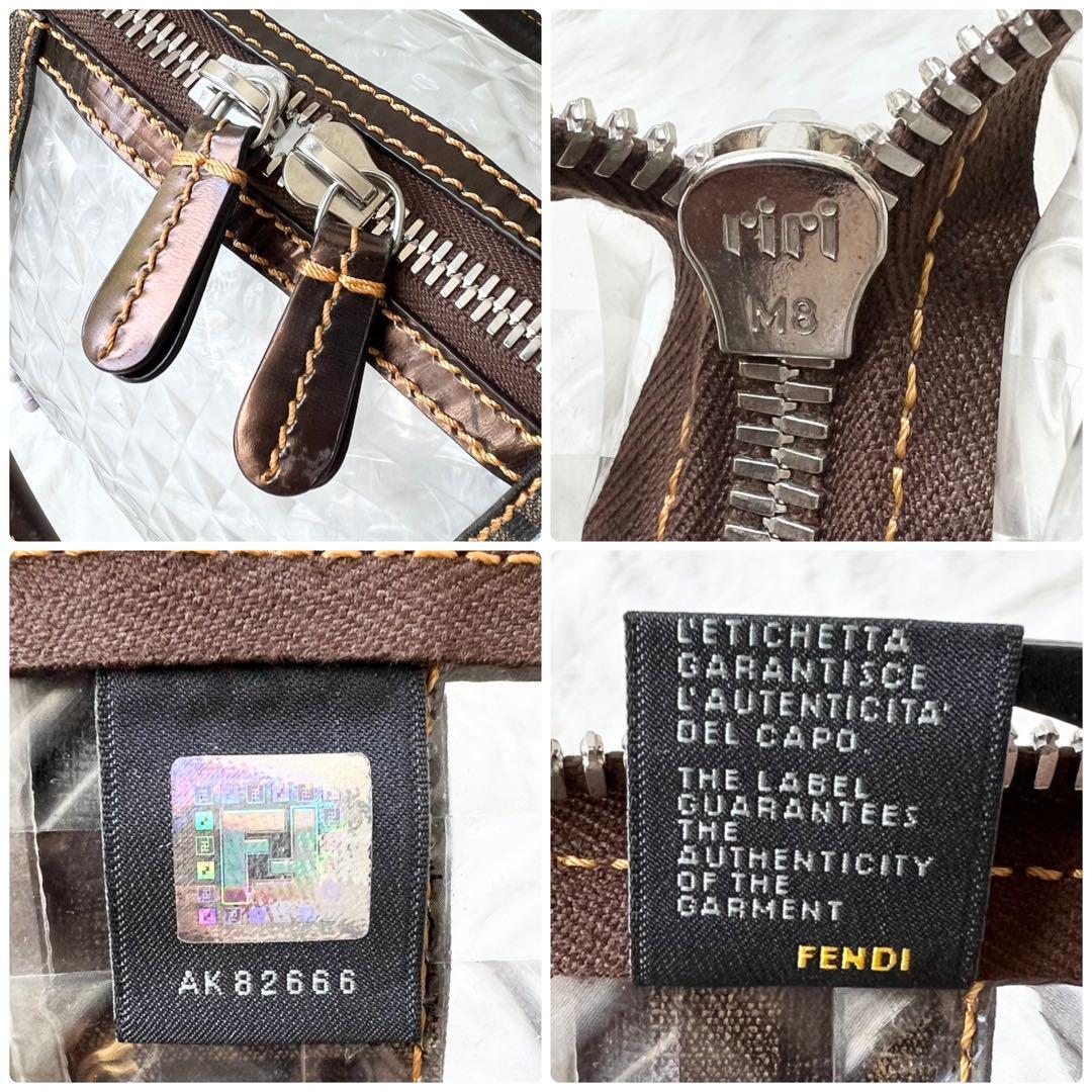 FENDI フェンディ クリア ビニール ハンドバッグ ボストンバッグ ズッカ