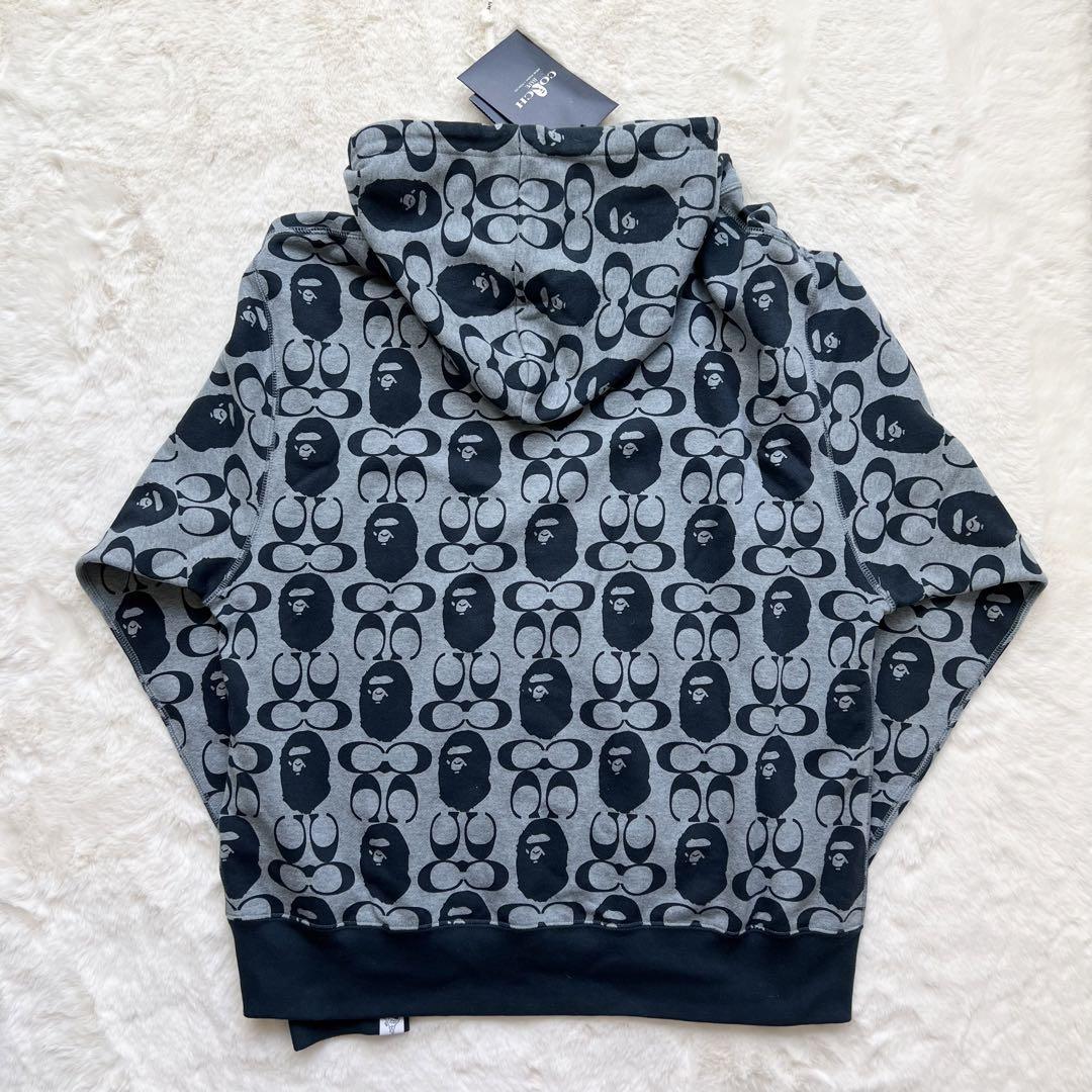 卸し売り購入 未使用 BAPE グレー パーカー コーチ × アベイシング