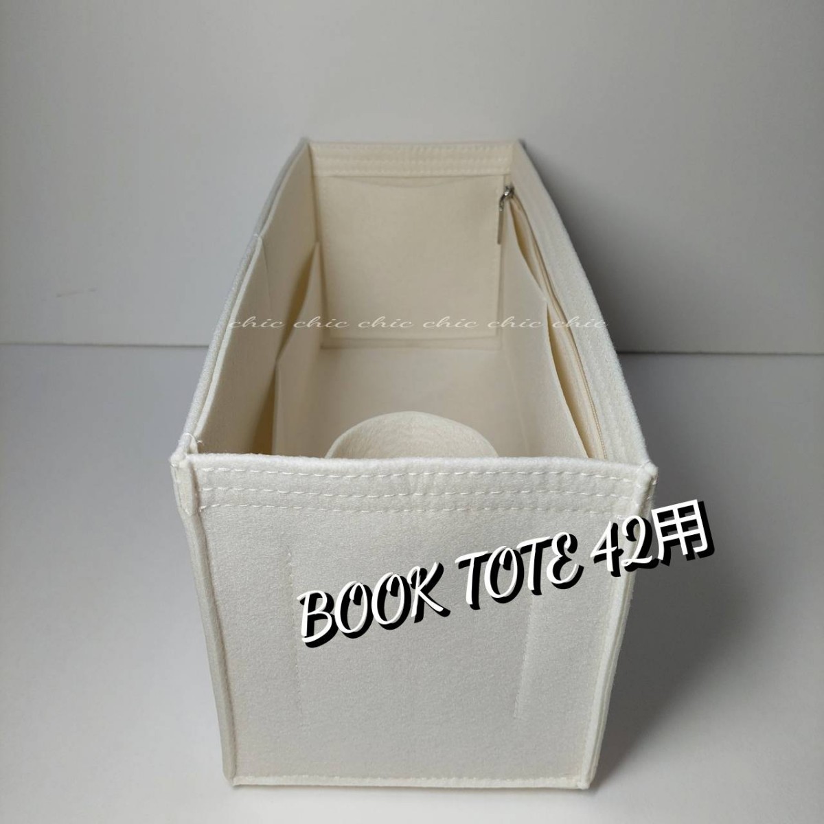 BOOK TOTE ブックトート42用 バッグインバッグ★人気No. 1ホワイト 白 クリーム色☆フチ3本縫い★S金具☆スピーディー発送☆インナーバッグ_画像6