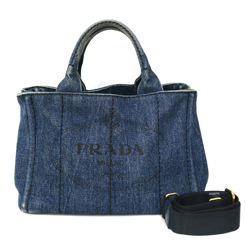 好きに プラダ PRADA ハンドバッグ 中古 ブルー カナパトート トート