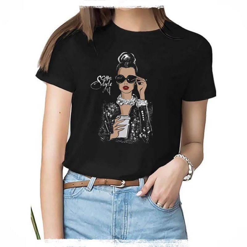 【みいこ様専用】Tシャツ Vogue 海外 セレブ ブラック L 韓国 プリント おしゃれ ビンテージ風 半袖Tシャツ トップス