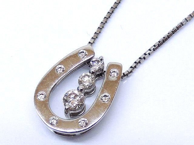 新品同様 Pt900/850 ネックレス □ ダイヤ 0.17ct 0.07ct 4.2g ホース