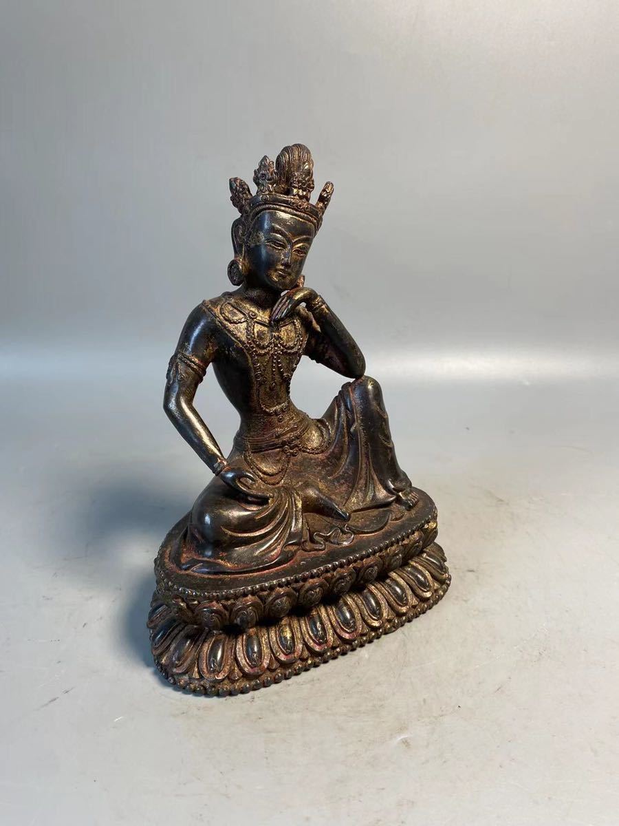 旧家蔵出 清朝期 仏教美術 仏像 古銅鍍金 唐物 造像 古銅 銅製 香道具 銅器 古美術品 中国美術