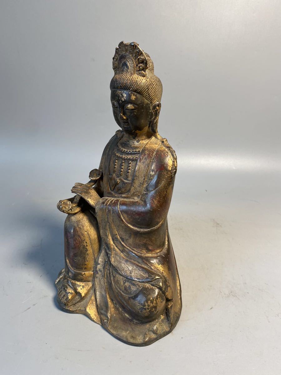 旧家蔵出 清朝期 寺院 仏教美術 仏像 古銅鍍金 置物 造像 古銅 青銅器