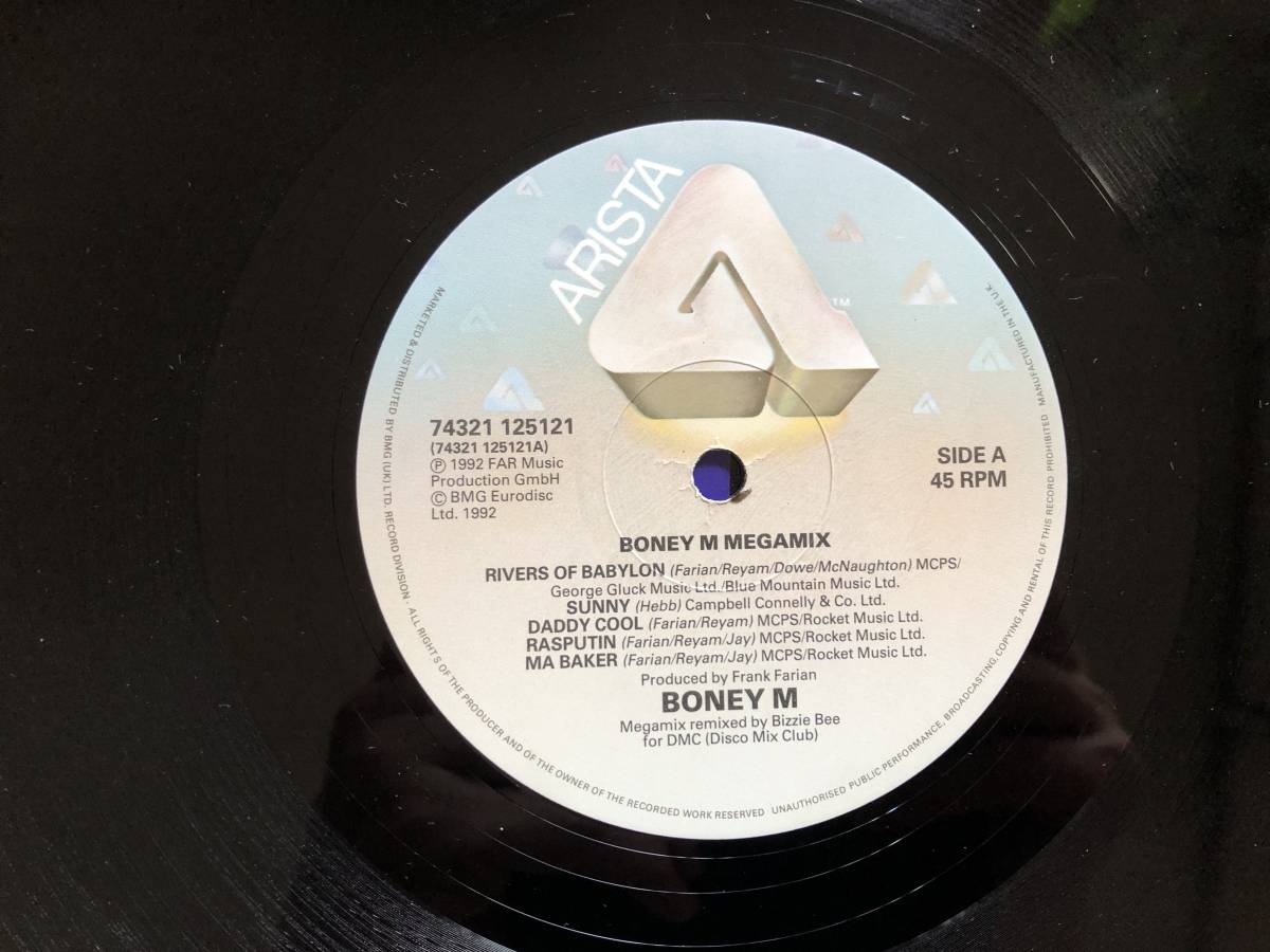 BONEY M★MEGA MIX★12インチUK盤★RIVERS OF BABYLON・SUNNY・DADDY COOL・RASPUTIN・MA BAKER・MARY'S BOY CHILD・OH MY LORD★MEGAMIX_画像3