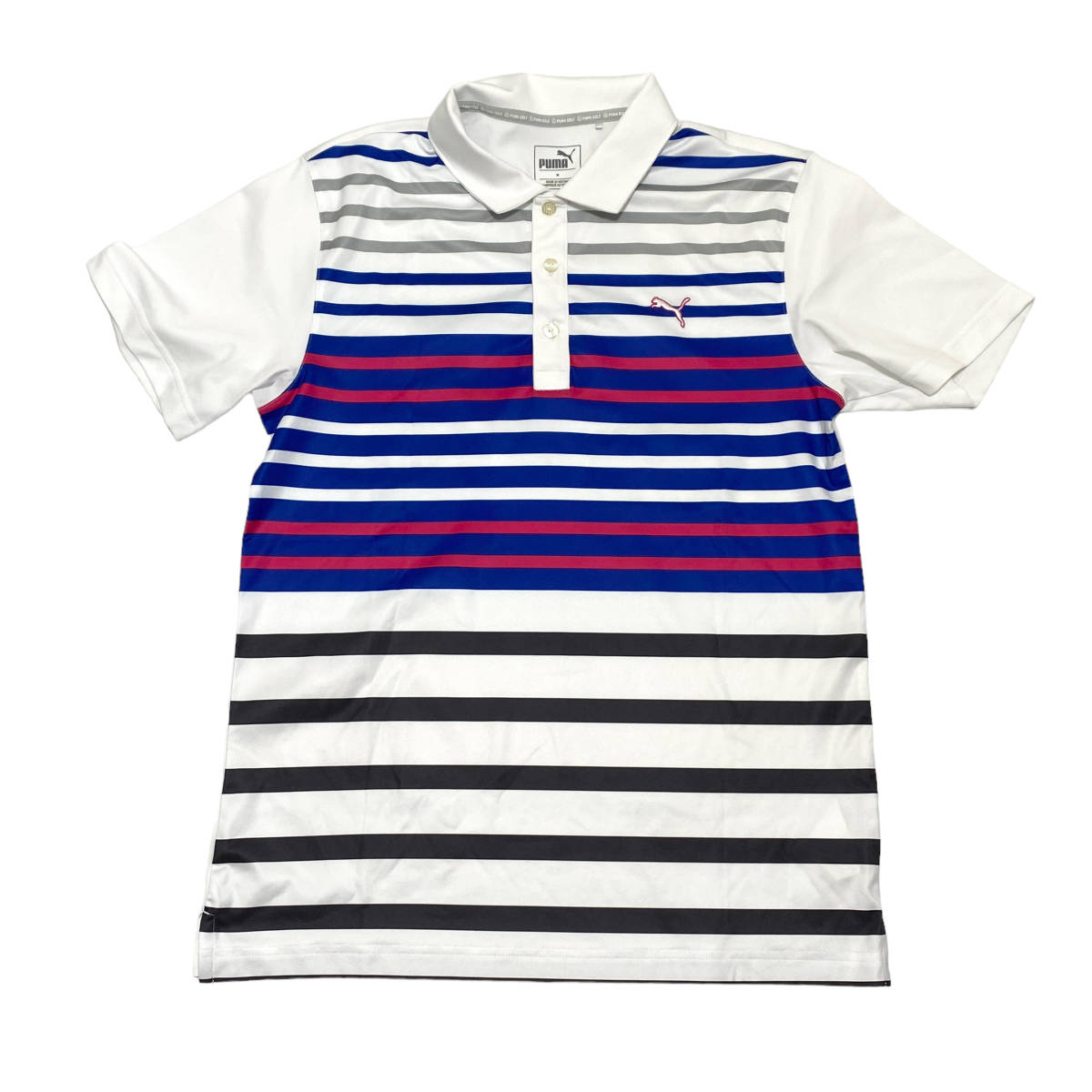 美品 PUMA GOLF プーマゴルフ DRY CELL ポリエステル ポロシャツ M 白
