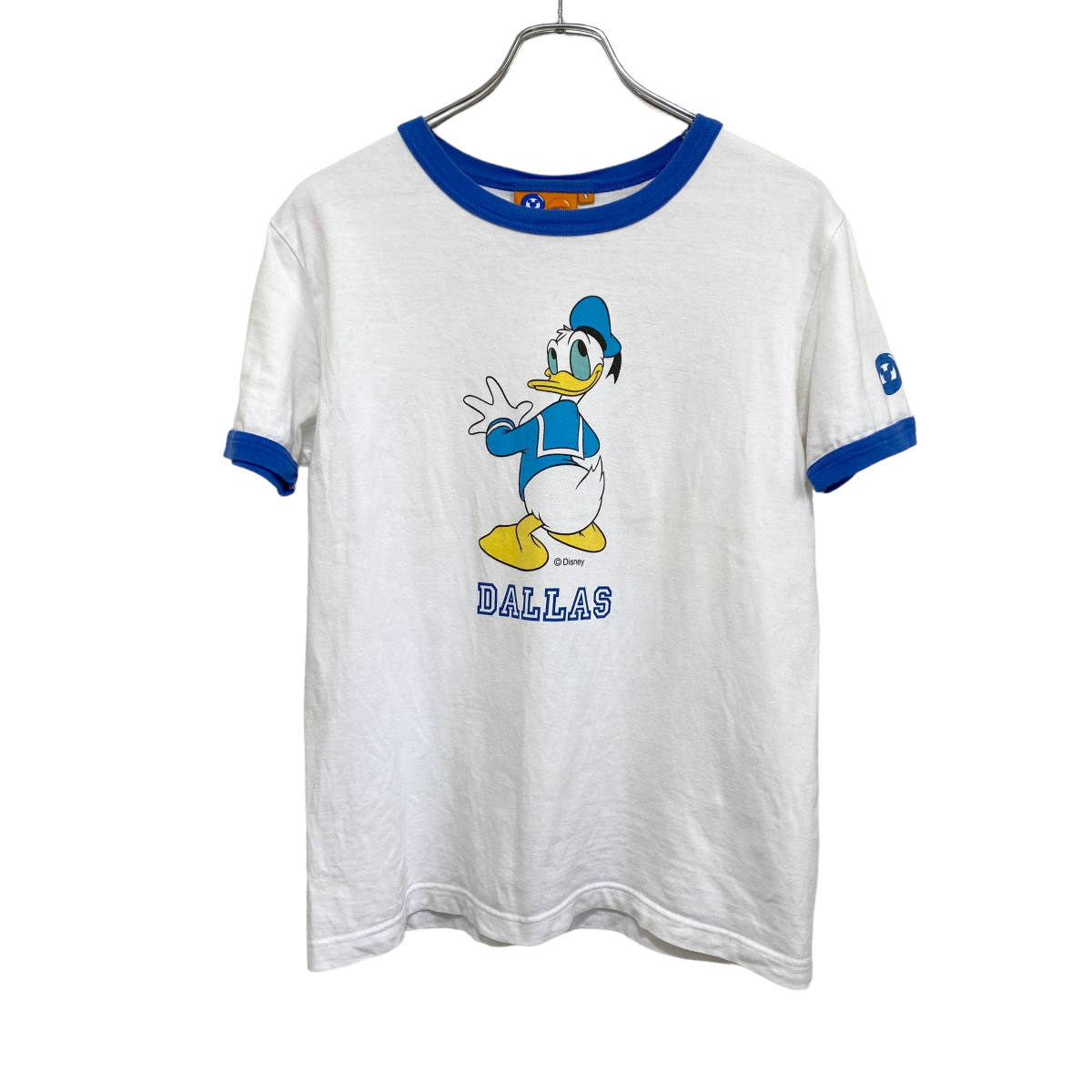 Disney × BEAMS ディズニー ビームス 別注 ドナルド リンガー Tシャツ S 白 メンズ キャラクター 古着 送料185円 23-0622の画像1