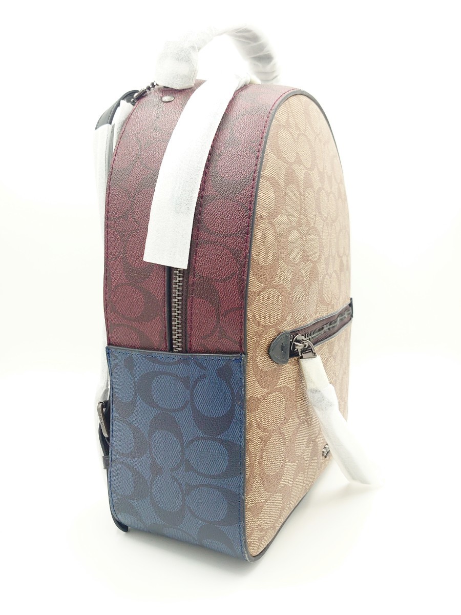 [ new goods ]COACH rucksack bag pack signature Brown / red / blue 