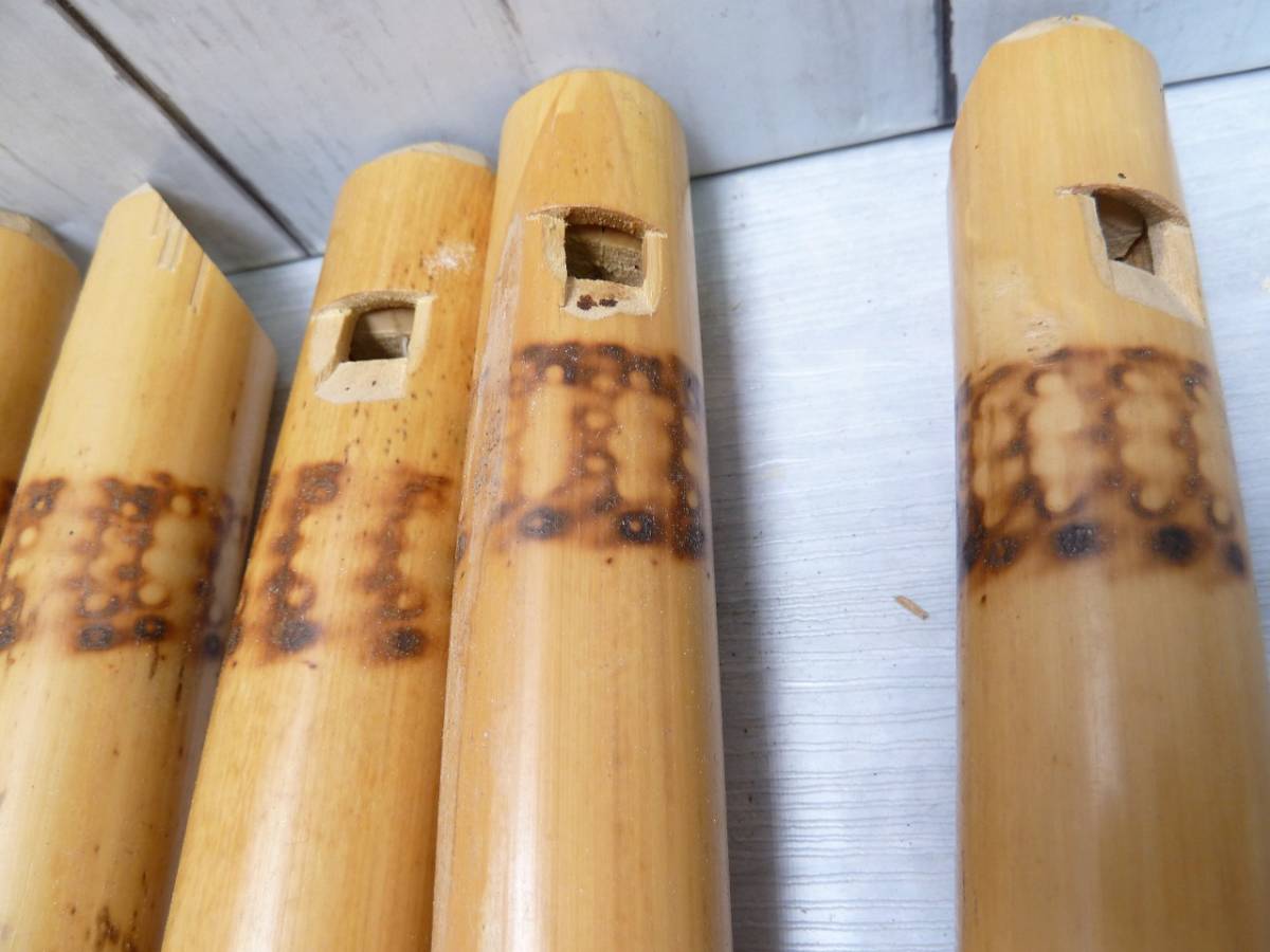 ＠モロッコ楽器⑬ フルート竹笛 リコーダー形 １０本セット 海外伝統楽器 縦笛 コレクション 竹工芸品_画像3