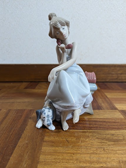 中古】LLADRO リヤドロ 犬と少女 大事な電話 5466(リヤドロ)|売買され