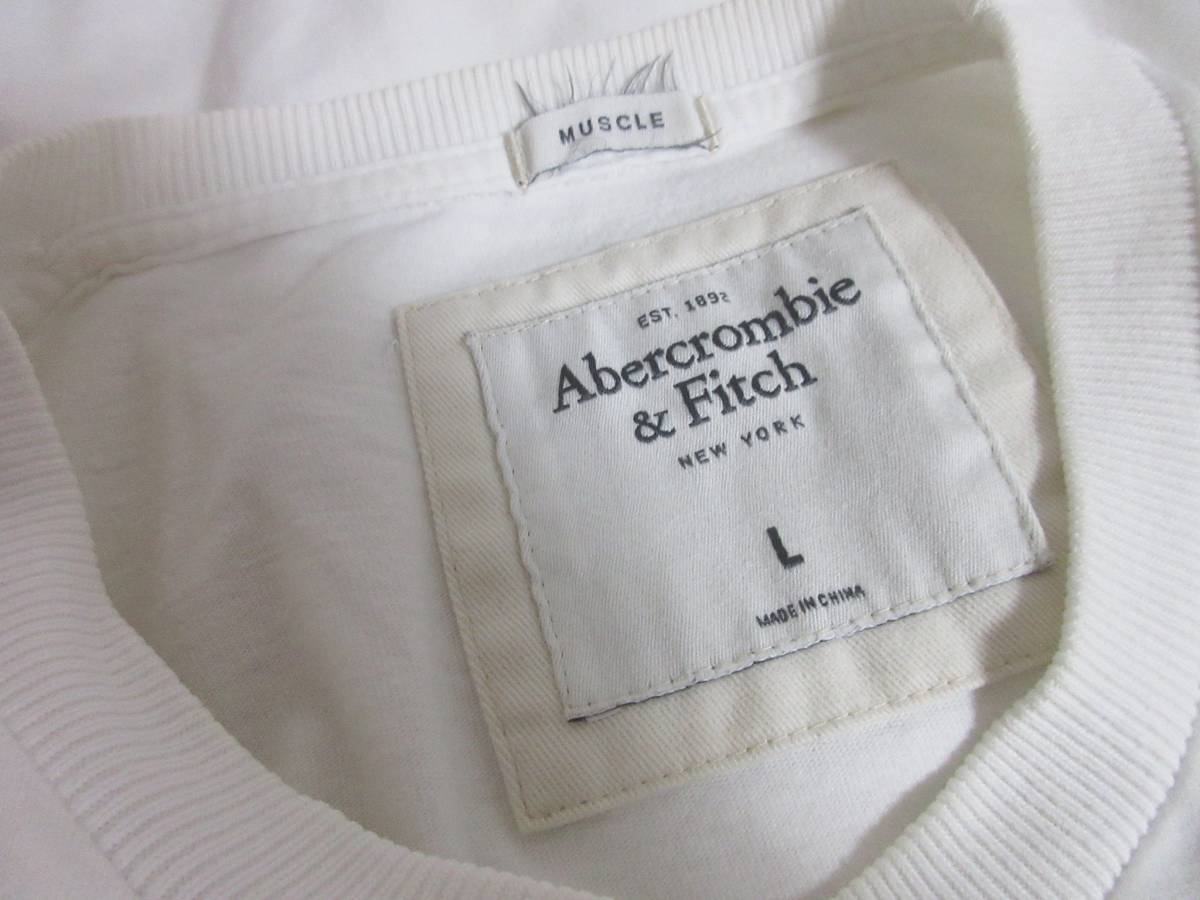 アバクロンビー＆フィッチ Abercrombie&Fitch 半袖 Tシャツ カットソー 白 L yg4060_画像4