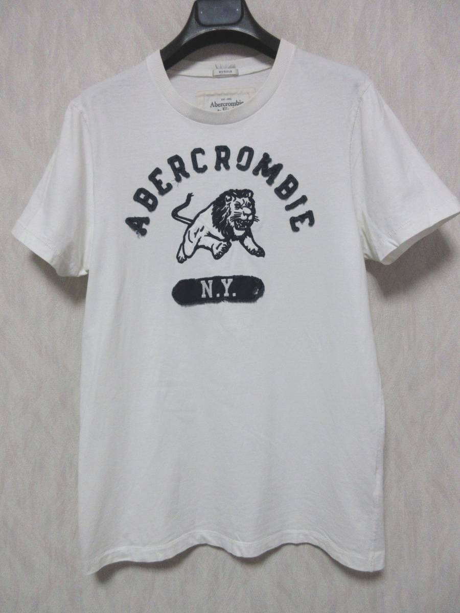 アバクロンビー＆フィッチ Abercrombie&Fitch 半袖 Tシャツ カットソー 白 L yg4060_画像1