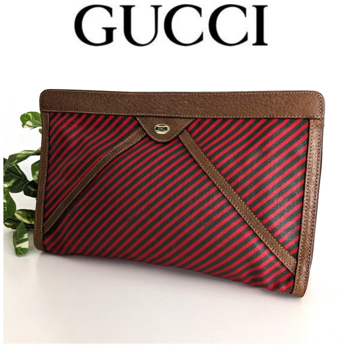 良品 GUCCI オールドグッチ シェリー ヴィンテージ 希少☆ Rigate リゲイト レザー クラッチバッグ セカンドバッグ 鞄 レディース メンズ_画像1