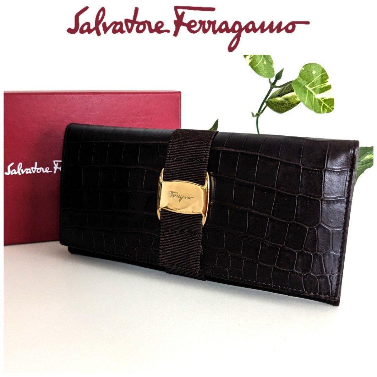 2022年最新入荷 長財布 レザー クロコ ヴァラ フェラガモ Ferragamo