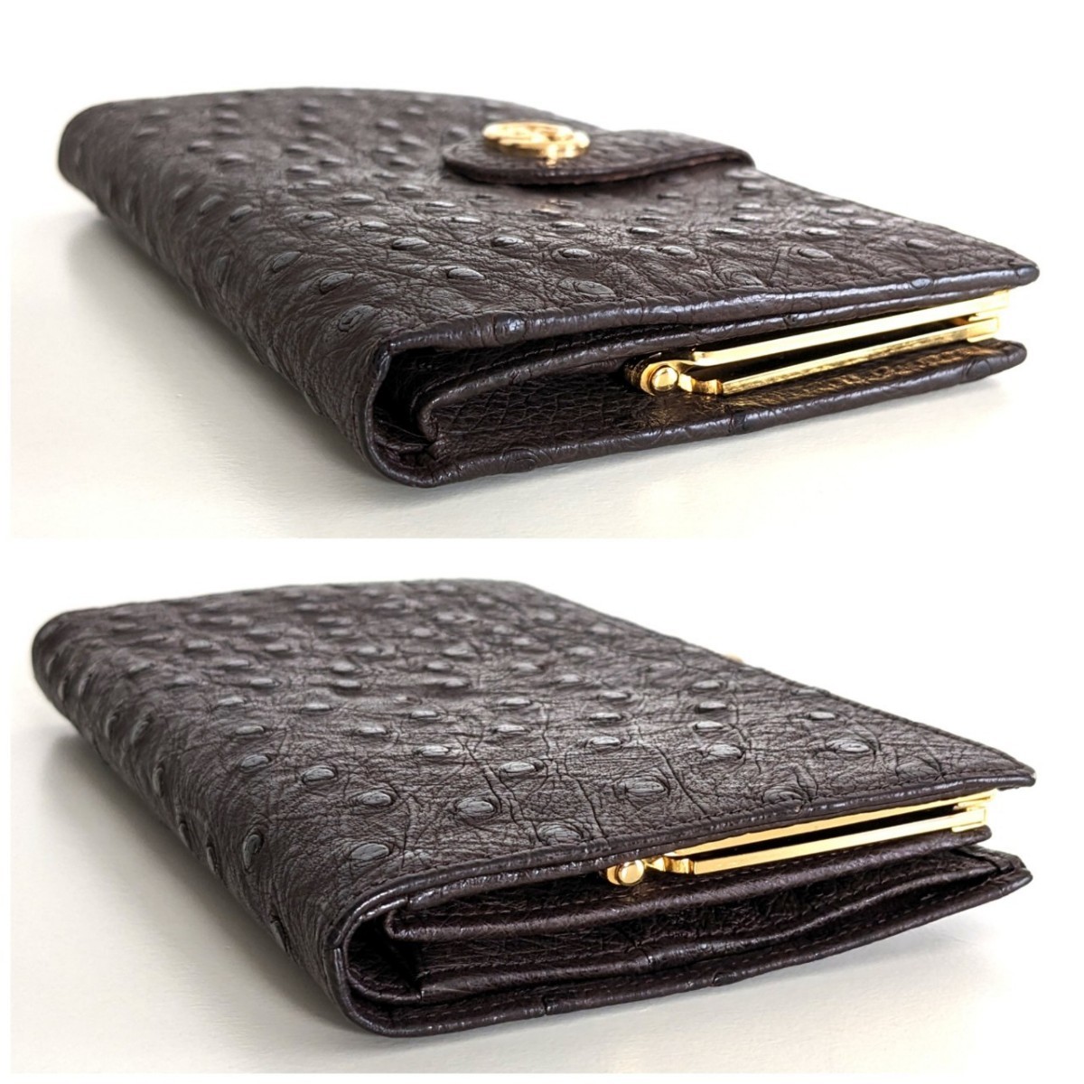 未使用 GUCCI オールドグッチ オーストリッチ レザー がま口 未使用 GUCCI オールドグッチ オーストリッチ レザー がま口