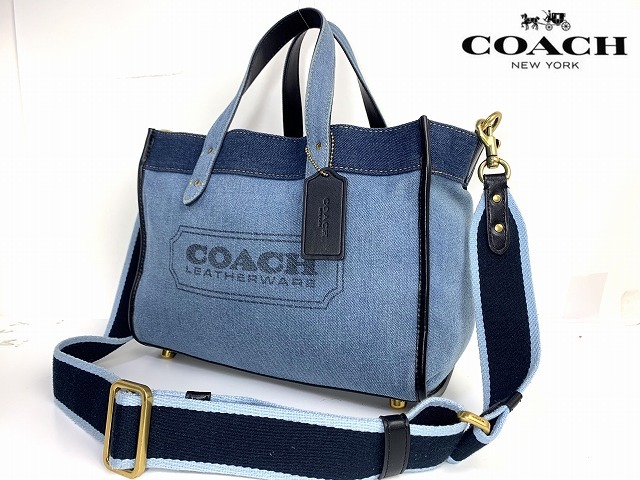 美品★送料無料 コーチ COACH デニム フィールド トート 30 2WAY ハンドバッグ ショルダーバッグ