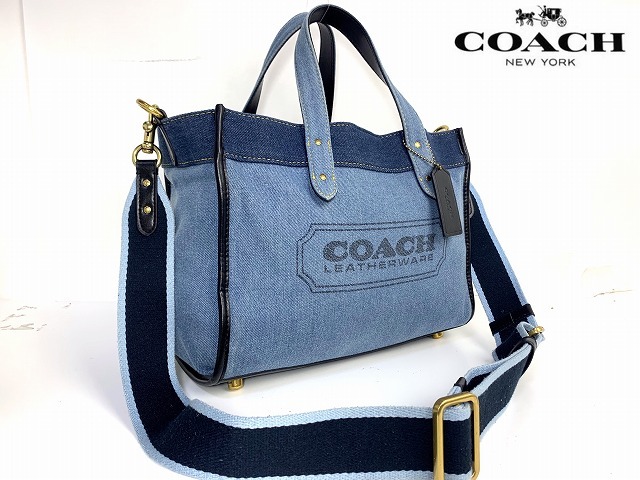 美品★送料無料 コーチ COACH デニム フィールド トート 30 2WAY ハンドバッグ ショルダーバッグ