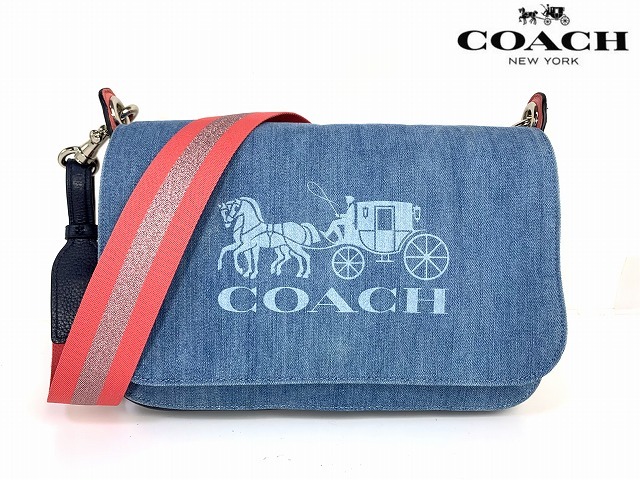  superior article * free shipping * Coach COACH Denim hose and carriage shoulder bag messenger bag 