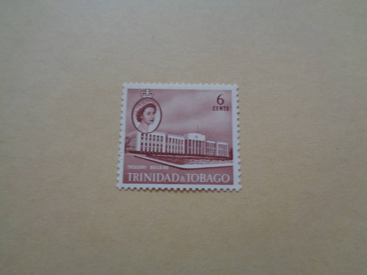 トリニダードトバゴ切手　1960年　Treasury Building　財務省の建物　　6CENTS_画像1