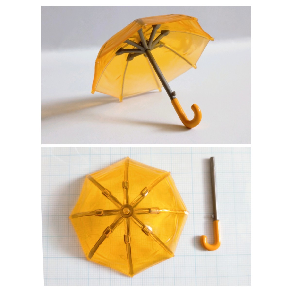 ミニチュア ビニール傘 クリア ガチャ ピンク イエロー ブルー ドールハウス 雨 梅雨 傘立て 開き傘 カプセルコレクション ちいさな雨傘