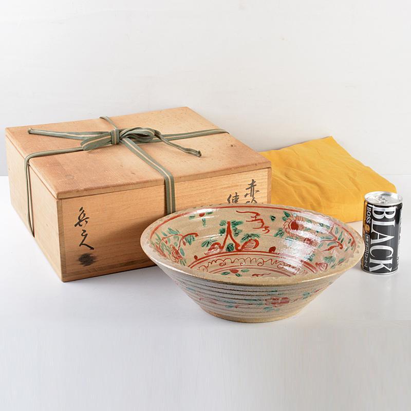 北大路魯山人作赤絵花鳥文練鉢黒田陶々庵極め箱D R5650B | JChere雅虎