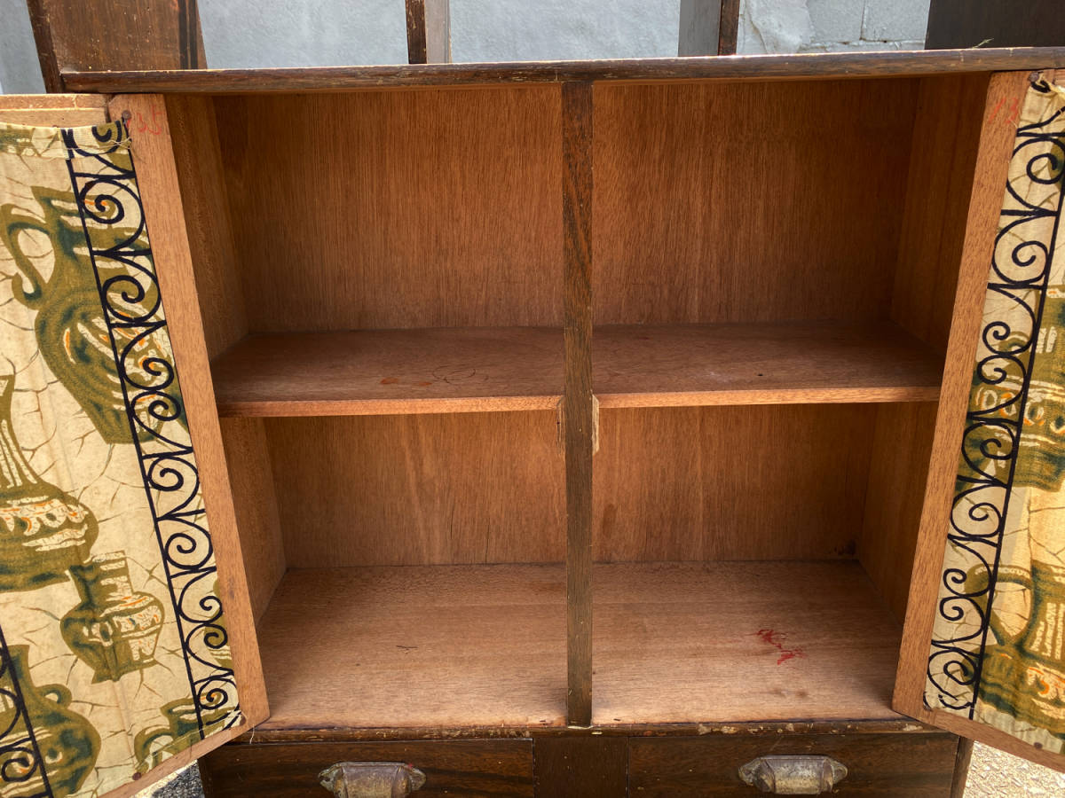  Showa Retro bookcase Showa era 30 period old wooden storage shelves drawer bookshelf l old Japanese-style house / old furniture / store furniture / Vintage / antique 