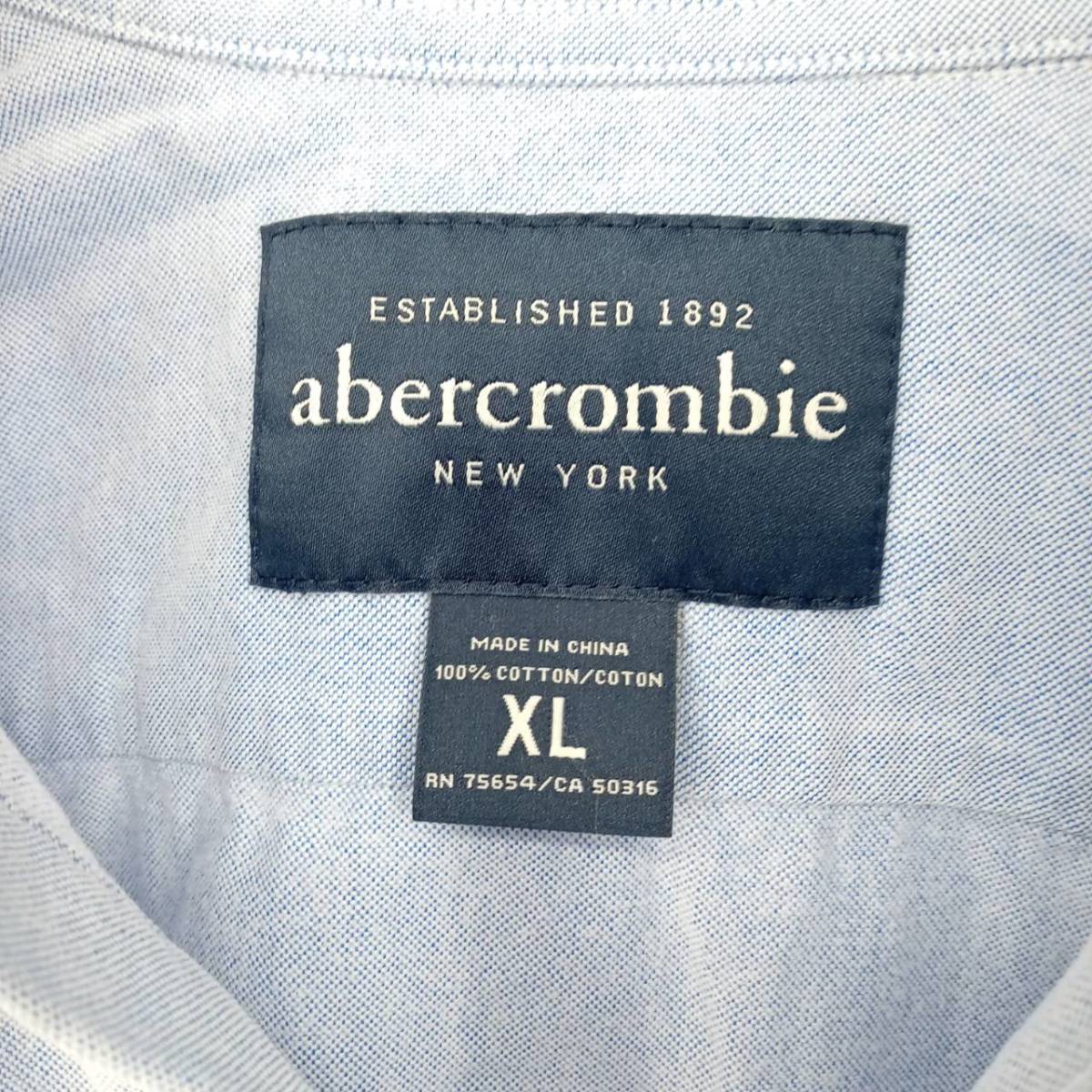 XL abercrombie NEW YORK オックスフォードシャツ ライトブルー リユース ultramto sh0073_画像3