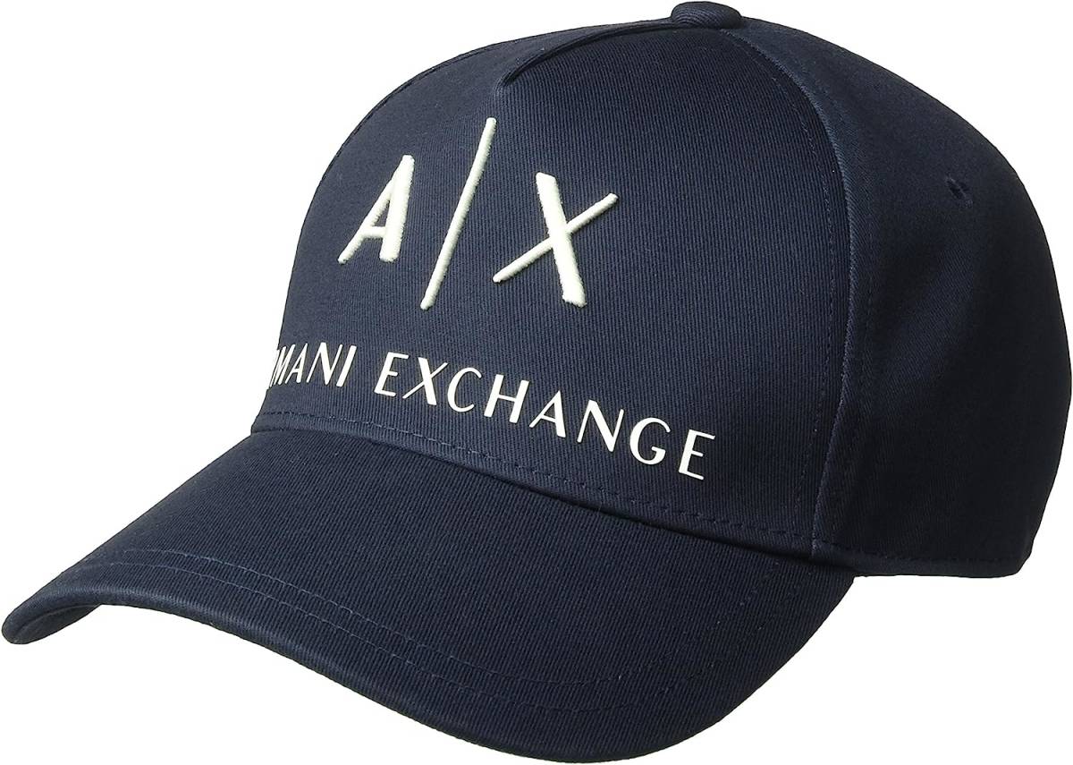 新品タグ付き ネイビー A|X アルマーニ エクスチェンジ ロゴ ベースボールキャップ 帽子 ARMANI EXCHANGE CORP LOGO HAT