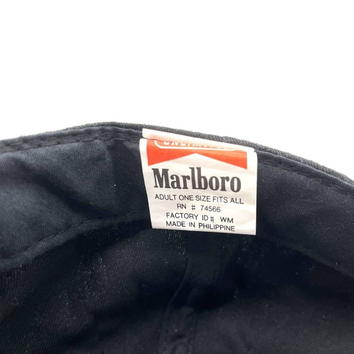 デッドストック】90s MARLBORO(マルボロ) 刺繍ロゴキャップ 黒 企業