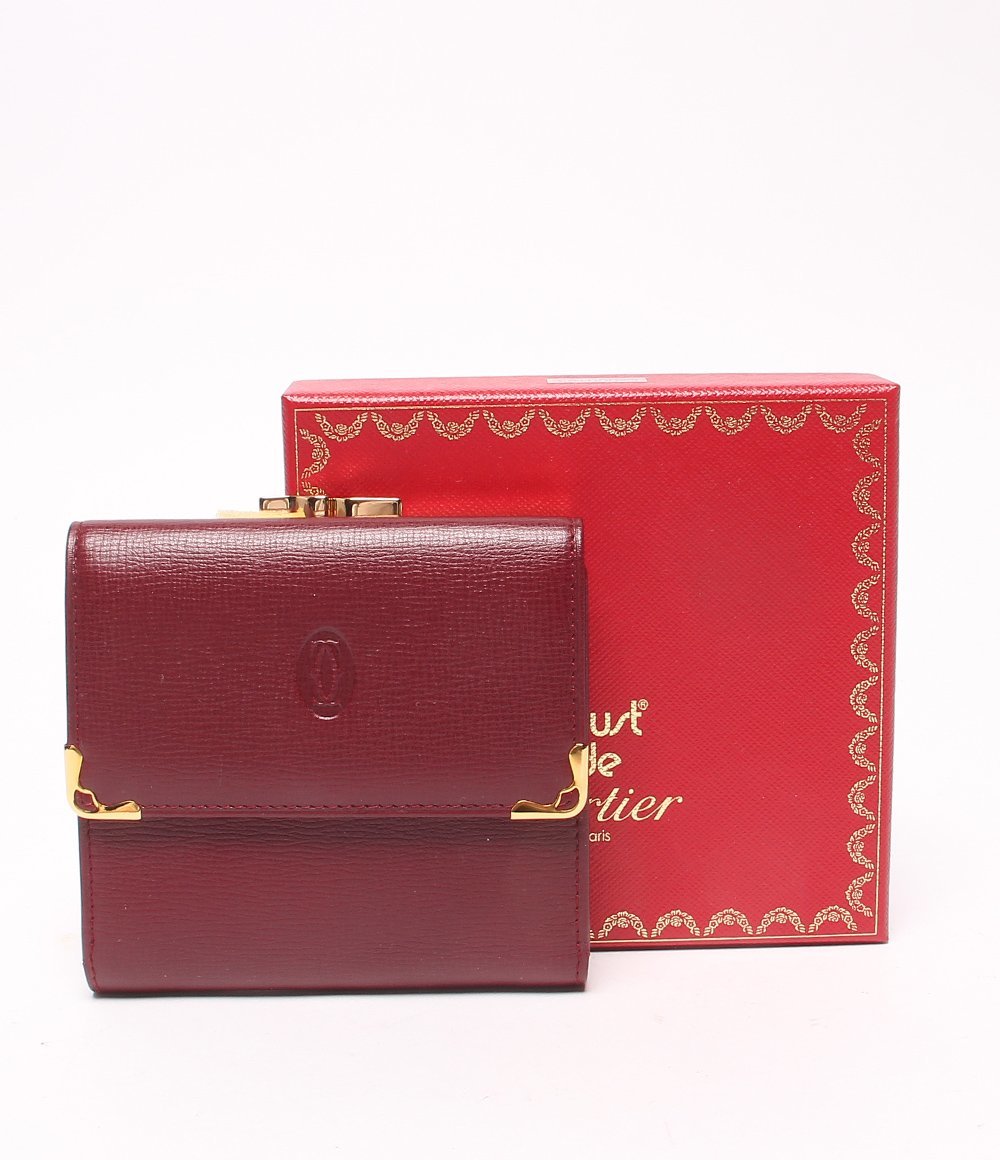美品 カルティエ 三つ折り財布 がま口 マストライン レディース Cartier