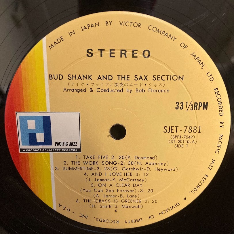 BUD SHANK AND THE SAX SECTION / LP 日本盤_画像3