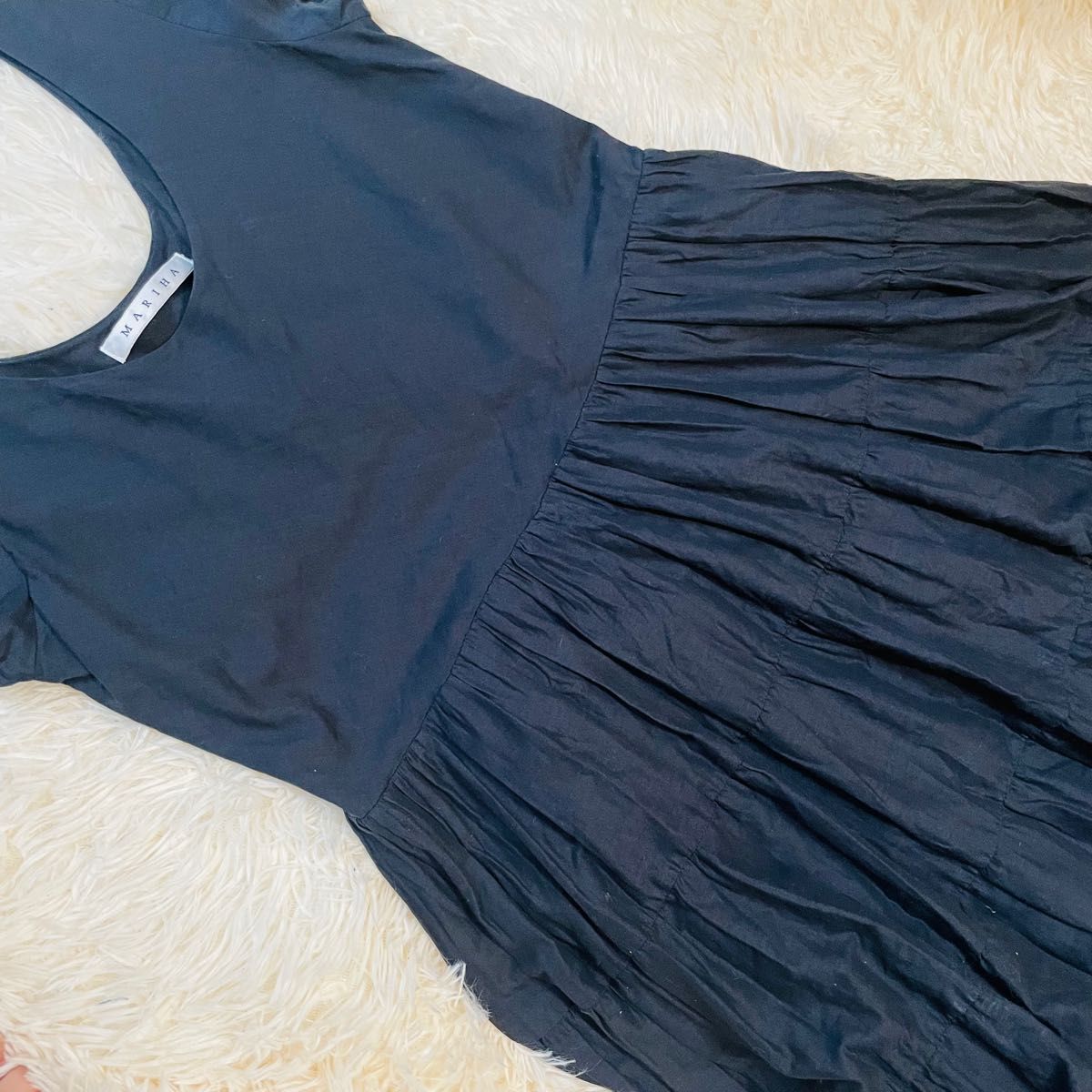美品 MARIHA 草原の虹のドレス ワンピース ブラック フリル マリハ