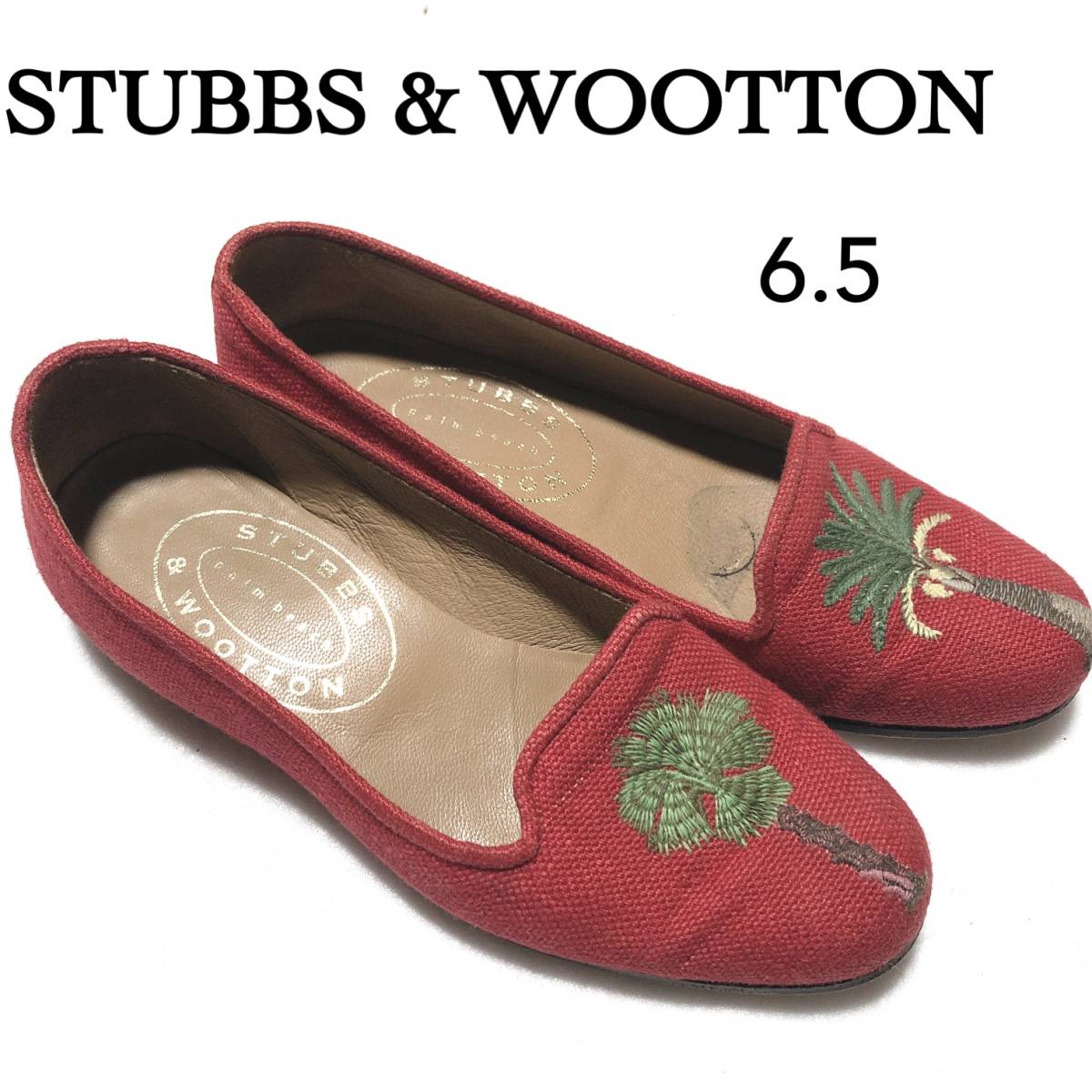 新しいエルメス STUBBS & ④ ローファー キャンバス 刺繍 6.5/スタブス