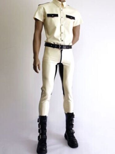 ラテックス 制服 白と黒 短いシャツとズボン クール スーツ S-XXLサイズ コスプレ衣装 コスチューム ボディスーツ ラテックススーツ：po136