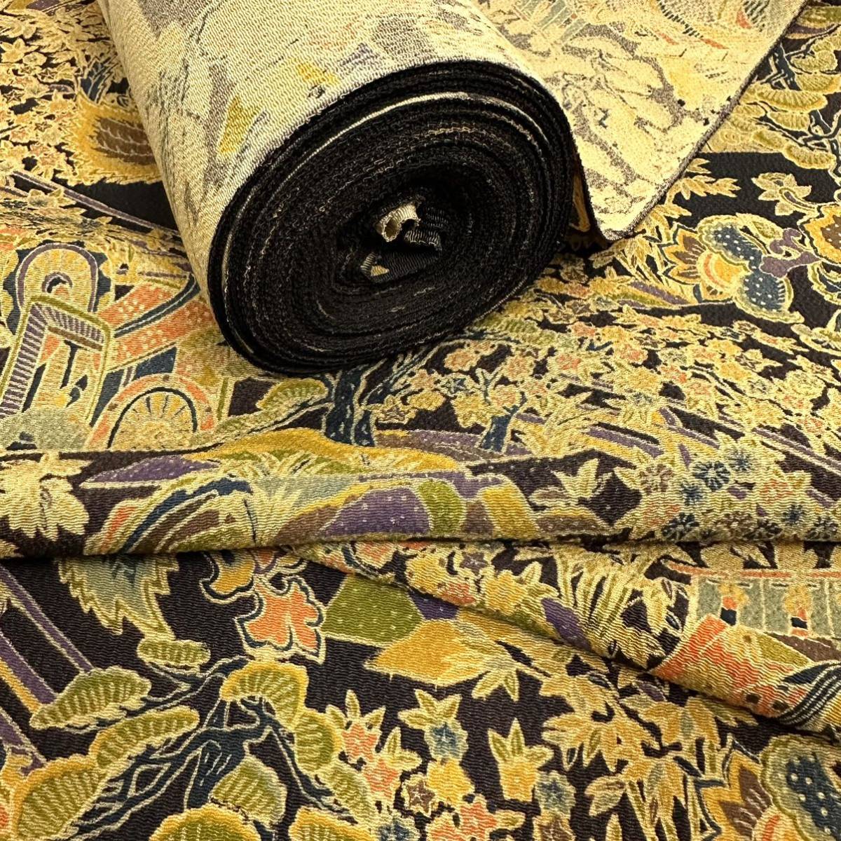 ◆反司◆a7213 正絹 反物 小紋 山岡古都 着尺 着物 呉服屋 未仕立て 新品 生地 反物 ハンドメイド sk 検索:紋意匠 地紋 金彩 刺繍