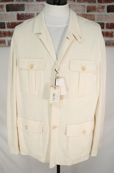 *少々訳あり88%OFF新品 TWIN D.d.M. イタリア製 サファリジャケット 麻 リネン 定価187,000円(税込)サイズ50(2XL)ライトベージュMJK475