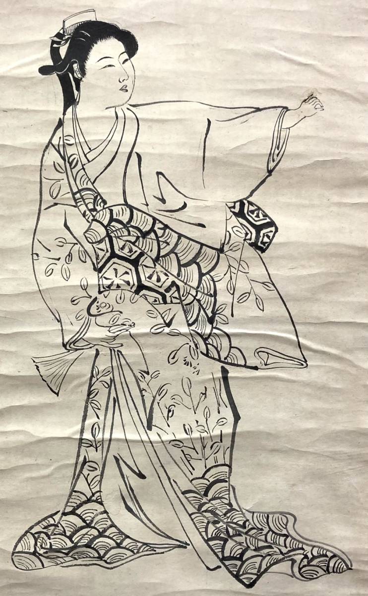日本オンライン 武市半平太(武市瑞山)「女性画」掛軸 紙本 自画賛