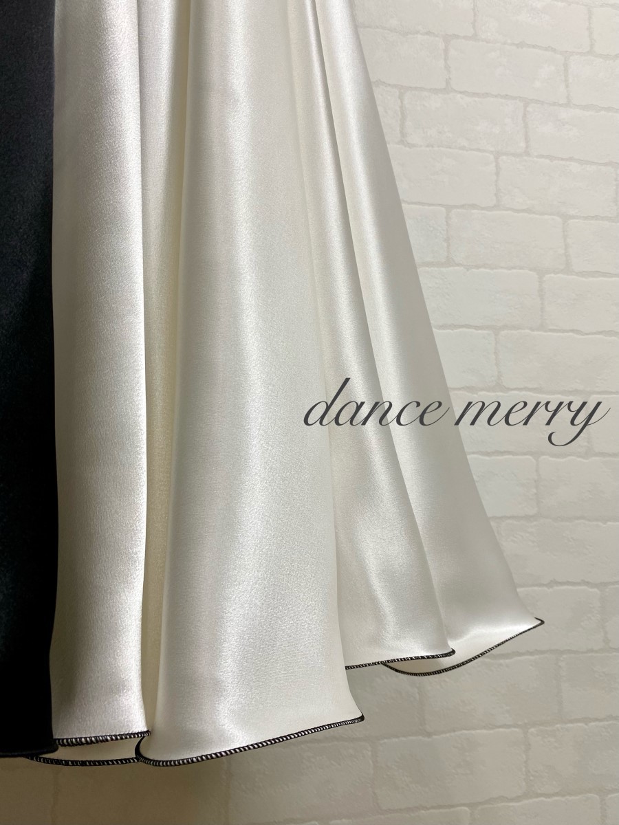 送料無料 【MERRY】最高級パソドブレ スカート 社交ダンス4768 白 黒