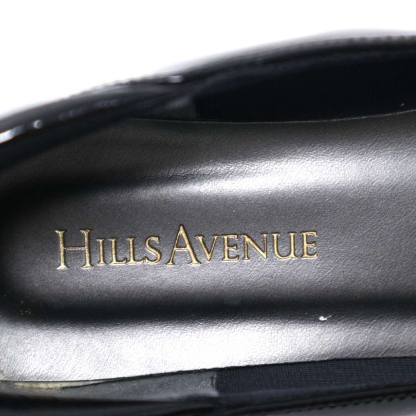 美品★ HILLS AVENUE ヒルズアベニュー フラワー モチーフ♪ ウェーブソール エナメル パンプス Sz.22.5　レディース 黒　D3G00105_6#U_画像9