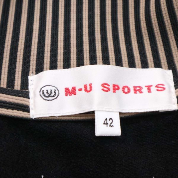 MU SPORTS ミエコウエサコ 春夏 ストライプ切替♪ ストレッチ 半袖 トラック ジャケット Sz.42　レディース 黒 ゴルフ　D3T01127_6#M_画像5