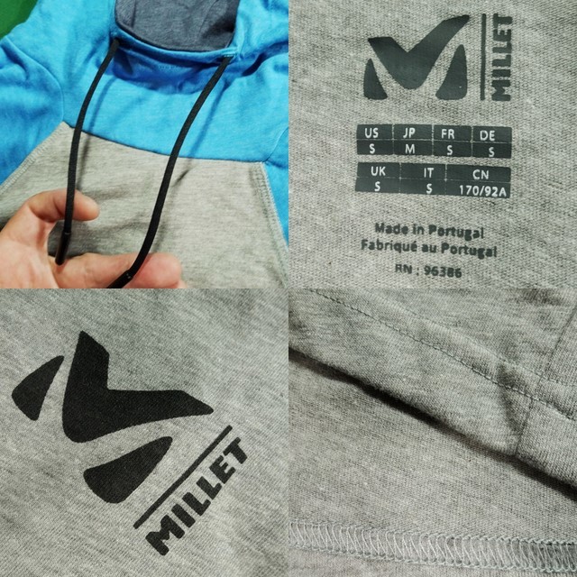 ▲MILLET オーガニックコットン素材 クライミング向け レッド ウォール ライト フーディー MEN'S ブルー/Lグレー JP-M 未使用・タグ付!!!▲_画像6