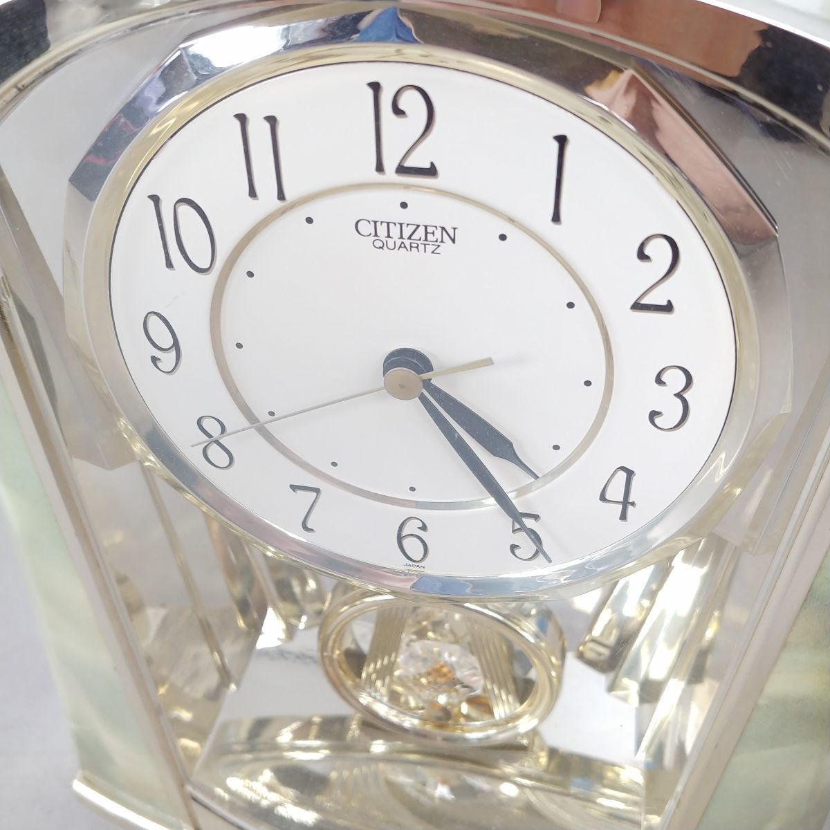 シチズン 動作品 置き時計 インテリア時計 クオーツ ガラス製 レトロ