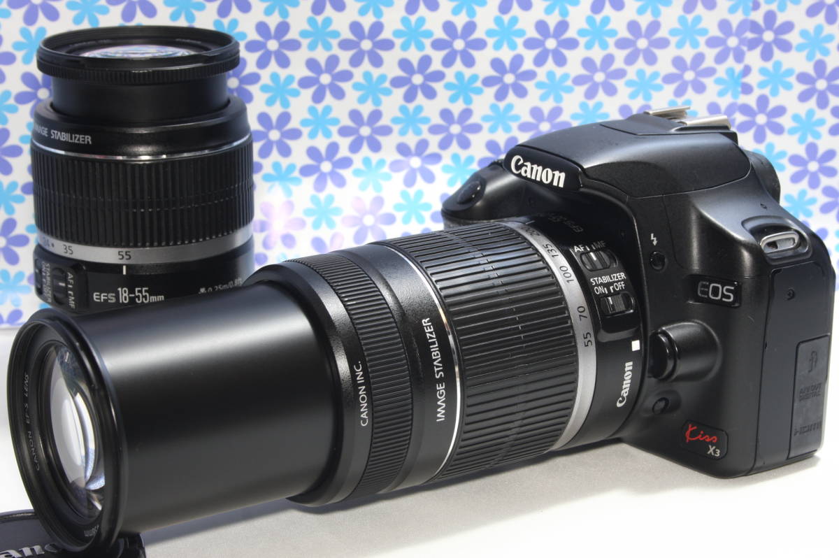極上美品☆Canon キャノン kiss X3 ダブルズームキット☆ド迫力Wレンズ
